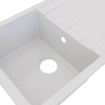 Évier à encastrer en résine blanc 1 bac avec égouttoir, L.80 x P.50 cm, GoodHome Keluak