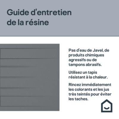 Évier à encastrer en résine blanc 2 bacs avec égouttoir, L.110 x P.50 cm, GoodHome Keluak