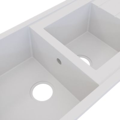 Évier à encastrer en résine blanc 2 bacs avec égouttoir, L.110 x P.50 cm, GoodHome Keluak