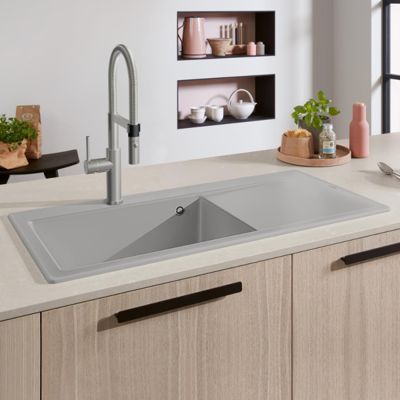 Evier a encastrer VILLEROY ET BOCH Subway Style 60 vidage auto Fossil CeramicPlus cuve a gauche
