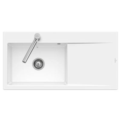 Evier a encastrer VILLEROY ET BOCH Subway Style 60 vidage automatique Blanc CeramicPlus cuve a gauche