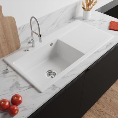 Evier a encastrer VILLEROY ET BOCH Subway Style 60 vidage automatique Blanc CeramicPlus cuve a gauche