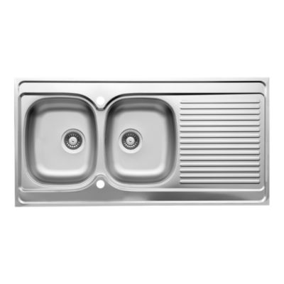 Évier à poser en inox 2 bacs avec égouttoir L.120 x P.60 cm, Mayr