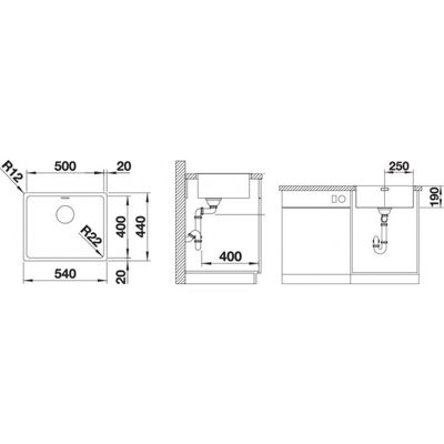 Evier Blanco Andano 500-IF Inox InFino - Inox Lisse