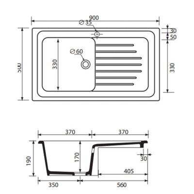 Evier céramique blanc Ewi IRÈNE 1 bac 1 égouttoir
