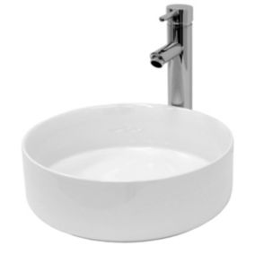 Evier ceramique vasque a poser ronde moderne lave-mains salle de bain 355 mm