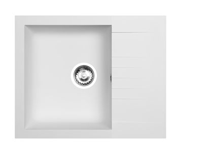 Évier compact à encastrer en composite blanc 1 bac avec égouttoir, L.62 x P.50 cm, Nord Inox Karta