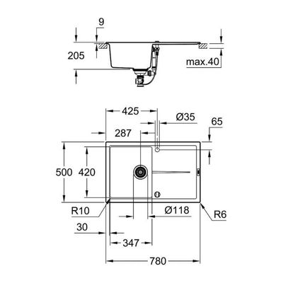 Evier composite avec égouttoir - GROHE - K400 | Castorama
