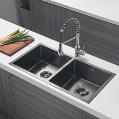 Evier cuisine 2 bacs inox LOMAZOO Aquarius 875x450 mm Anthracite
