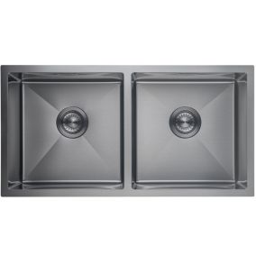 Evier cuisine 2 bacs inox LOMAZOO Aquarius 875x450 mm Anthracite