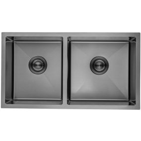 Evier cuisine 2 bacs inox LOMAZOO Vermont 815x450 mm Anthracite