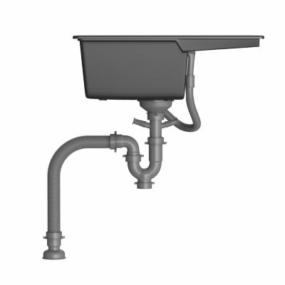 Evier Cuisine en Granit 57x45 cm Évier en quartz noir, 1 bac encastrable de, Lavabo 1 bac + Kit de Vidage - HOROW