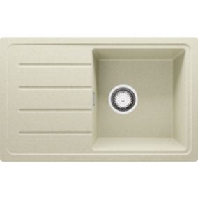 Evier Cuisine en Granit Beige 70x44cm, 1 bac + Kit de Vidage, Evier a Encastrer au meuble 45cm, Copenhague Easy de Primagran