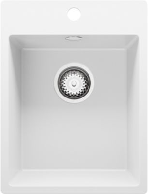 Evier Cuisine en Granit Blanc 38x50cm, Lavabo 1 bac + Kit de Vidage, Evier a Encastrer au meuble 40cm, Riga de Primagran