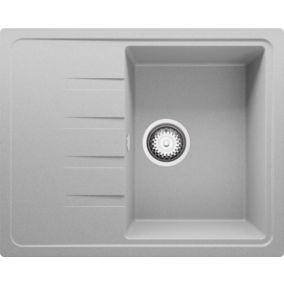 Evier Cuisine en Granit Gris 62x50cm, Lavabo 1 bac + Kit de Vidage, Evier a Encastrer au meuble 40cm, Milan de Primagran