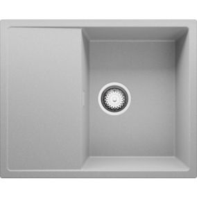 Evier Cuisine en Granit Gris 62x50cm, Lavabo 1 bac + Kit de Vidage, Evier a Encastrer au meuble 45cm, Ibiza de Primagran