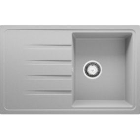 Evier Cuisine en Granit Gris 78x50cm, Lavabo 1 bac + Kit de Vidage, Evier a Encastrer au meuble 45cm, Milan de Primagran