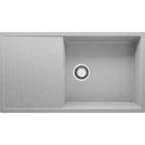 Evier Cuisine en Granit Gris 90x50cm, Lavabo 1 bac + Kit de Vidage, Evier a Encastrer au meuble 60cm, Ibiza de Primagran