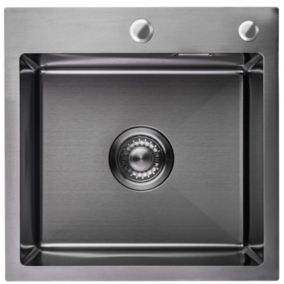 Evier Cuisine LOMAZOO Ella 34 cm Inox avec distributeur de savon Anthracite