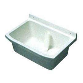 Évier de buanderie à suspendre avec grille en polypropylène coloris blanc marbré, L.55 cm