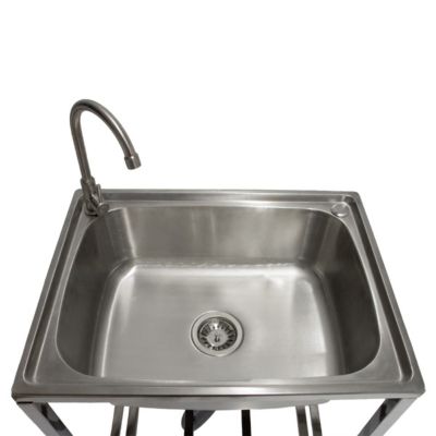 Omeere 65x50cm évier Inox 304 18/8 0,8mm, évier En Acier Inoxydable 1 Bac, Évier De Cuisine 1bac,Brossé Rectangle (Égouttoir à Gauche