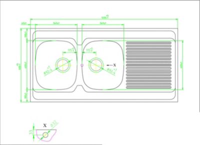 Évier de cuisine à poser 2 bacs Mayr acier inoxydable satiné avec égouttoir