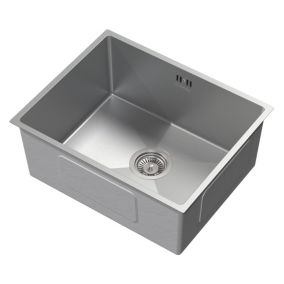 Evier de cuisine en acier inoxydable à encastrer argenté avec vidage 50x40 cm