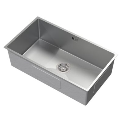 Evier de cuisine en acier inoxydable à encastrer argenté avec vidage 70x40 cm