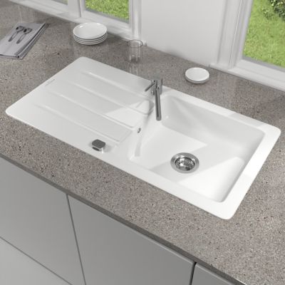 Evier Cuisine 1 Bac Ceramique Blanc
