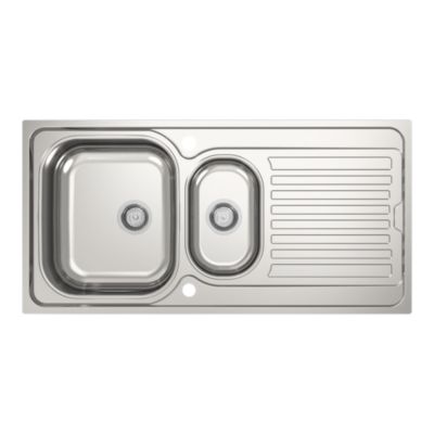 Évier en acier inoxydable 1,5 bac avec égouttoir, L.100 x P.50 cm, Jabiri