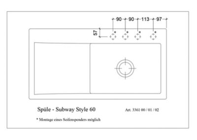 Évier en céramique 1 cuve à droite à encastrer Villeroy & Boch Subway Style anthracite mat
