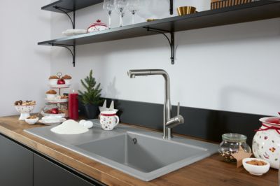 Évier en céramique 1 cuve à encastrer Villeroy & Boch Subway Style gris moyen