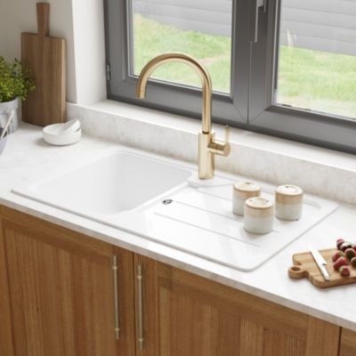 vidaXL Evier de Cuisine en Granit Bac Unique Lavabo Encastré Réversible