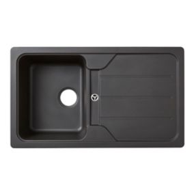 Évier en composite de quartz noir 1 bac à encastrer Arber