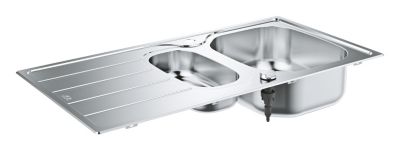 Évier en inox satiné 1,5 bacs à encastrer Grohe K200