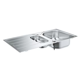 Évier en inox satiné 1,5 bacs à encastrer Grohe K200