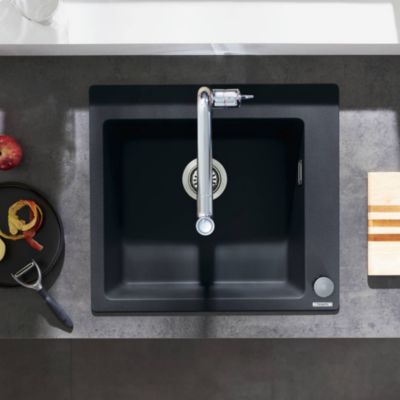 Evier à encastrer 1 bac HANSGROHE S51 450 sans vidage noir graphite