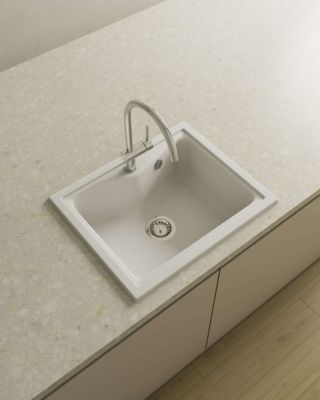 Evier à encastrer POALGI - City 330 - Granit - Blanc Snow - 62 cm - 1 bac