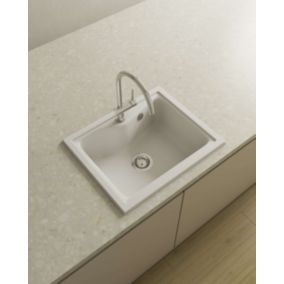 Evier à encastrer POALGI - City 330 - Granit - Blanc Snow - 62 cm - 1 bac