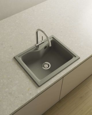 Evier à encastrer POALGI - City 330 - Granit - Gris Ash - 62 cm - 1 bac