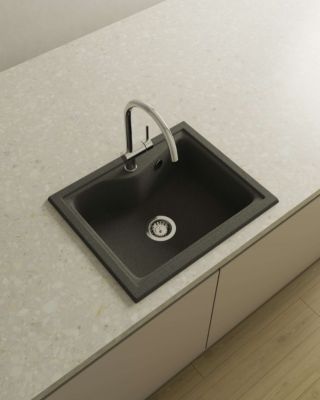 Evier à encastrer POALGI - City 330 - Granit - Noir Basalt - 62 cm - 1 bac