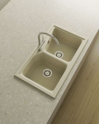 Evier à encastrer POALGI - City 332 - Granit - Beige Pumice - 86 cm - 2 bacs