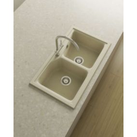 Evier à encastrer POALGI - City 332 - Granit - Beige Pumice - 86 cm - 2 bacs