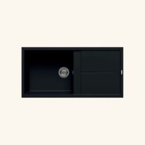 Evier granit noir Luisina MAESTOSO 1 grand bac 1 égouttoir