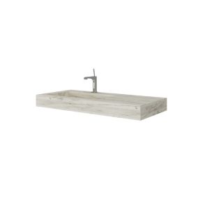 Evier hpl asymétrique avec lavabo à gauche 100cm chêne glacé