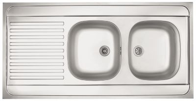 Evier inox à poser 2 bacs 1 égouttoir - Man - 120 x 60 - MAN721-1200 NF- Livré avec siphon