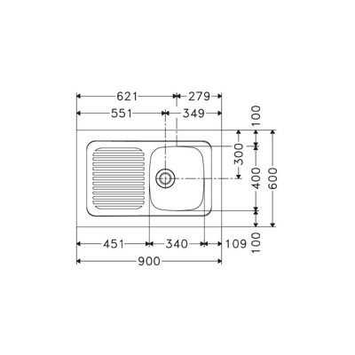 Evier monocuve inox SPX avec égouttoir 900x600cm à poser MAN 711-900 - FRANKE - 082508