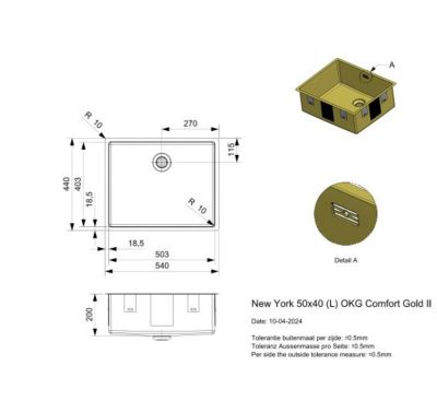 Evier Reginox New York 50X40 Gold II R38765 - Gold