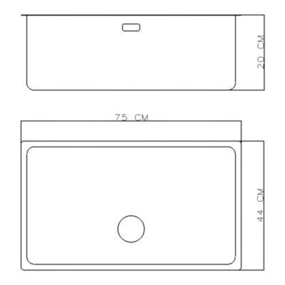 Évier sous plan en acier inoxydable 1 bac XL, L.75 x P.44 cm, GoodHome Villach