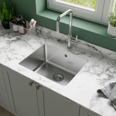 Évier sous plan en acier inoxydable 1 bac XS, L.54 x P.44 cm, GoodHome Villach